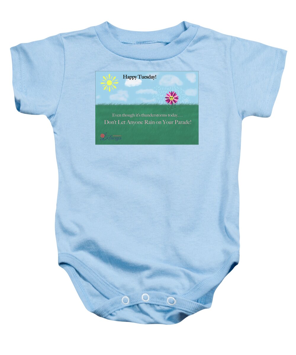 Happy Baby Onesie featuring the digital art Happy Tuesday by Linda Ritlinger