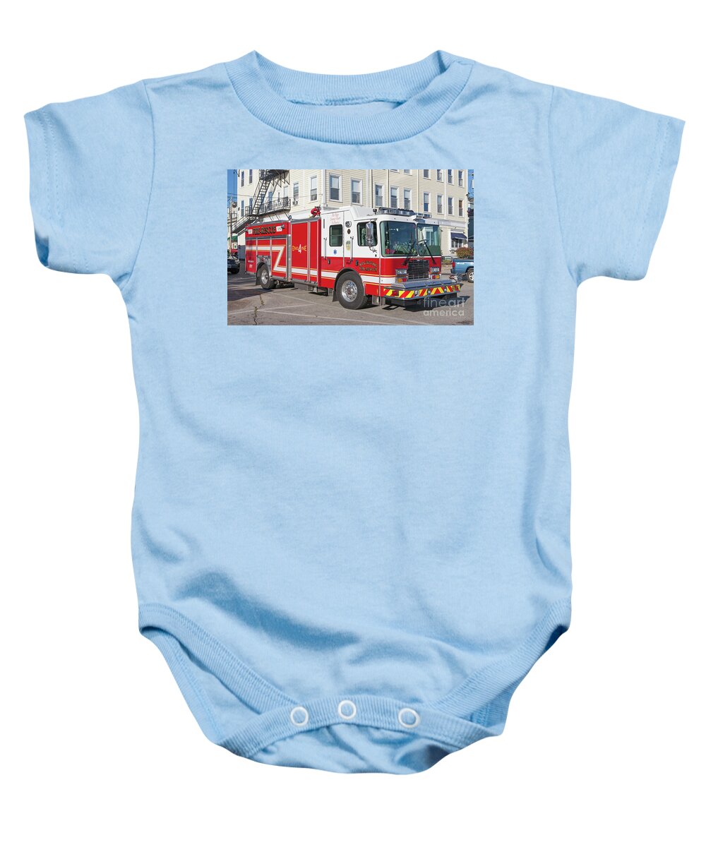 Fire Engine Baby Onesie featuring the photograph HME Fire truck by Bryan Attewell