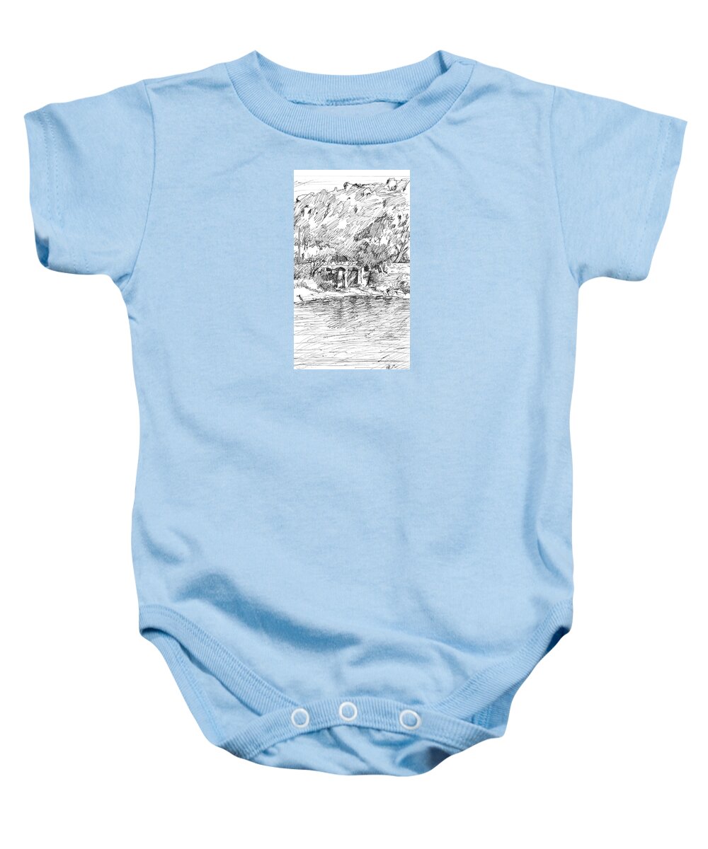 Mt. Abu Baby Onesie featuring the drawing India- Mt. Abu by Matthew Lazure