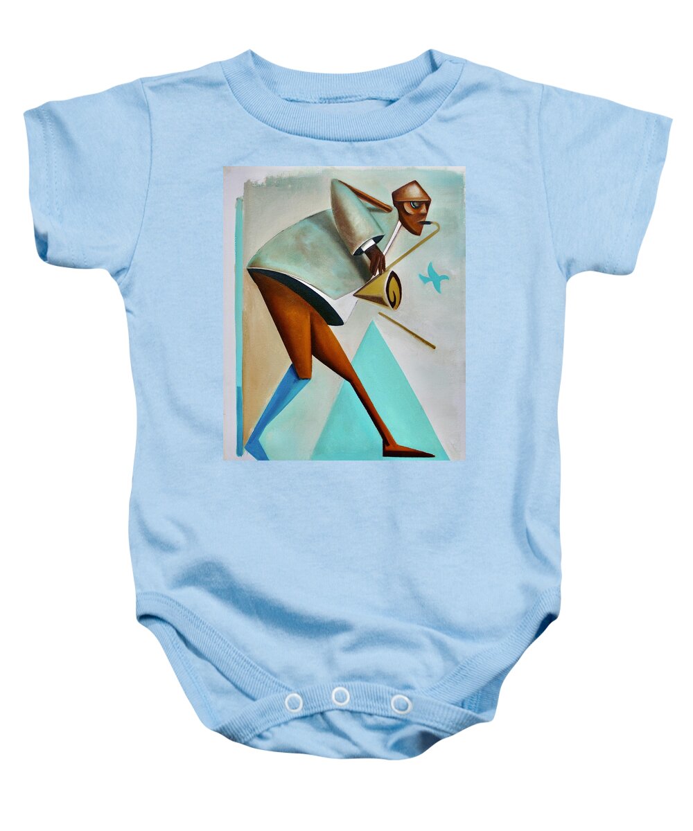 Jazz Baby Onesie featuring the painting It's A Bird by Martel Chapman