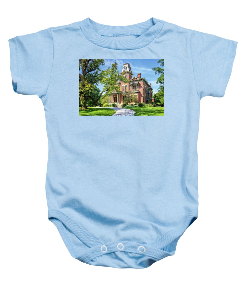 Millikin Homestead Baby Onesie featuring the photograph James Millikin Homestead - Decatur, Illinois by Susan Rissi Tregoning