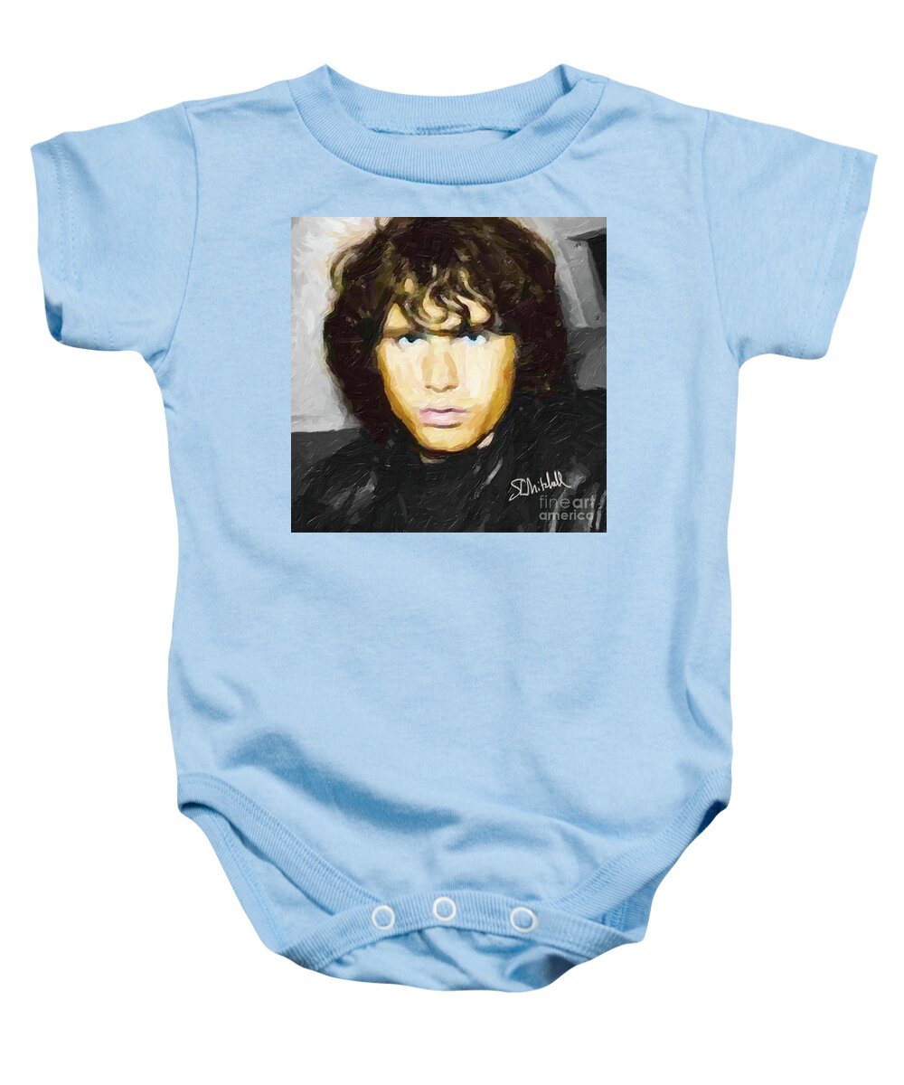 Door Baby Onesie featuring the painting Jim Morrison by Steve Mitchell