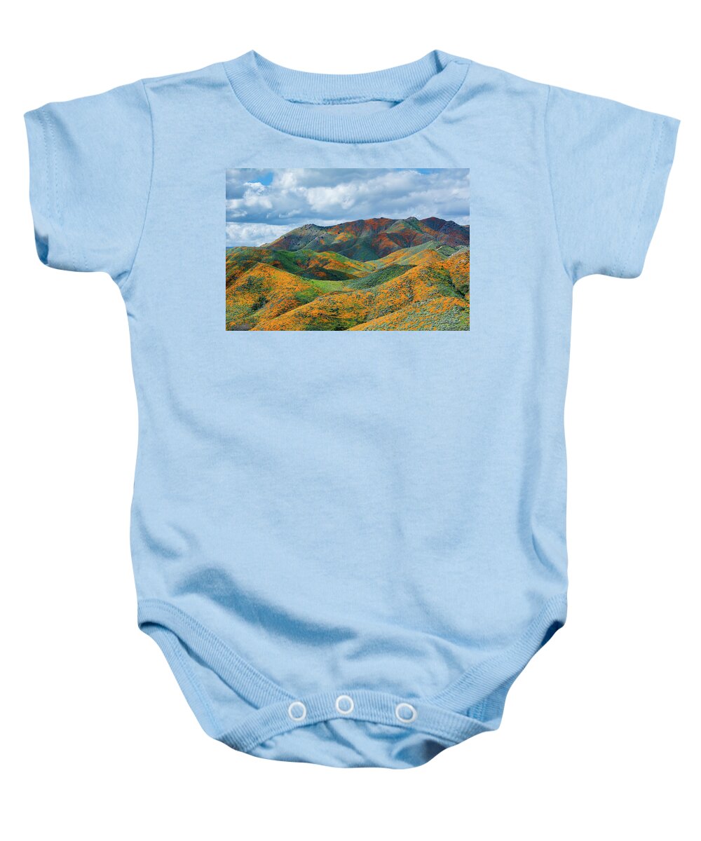 California Poppy Baby Onesie featuring the photograph Lake Elsinore Poppy Hills by Kyle Hanson