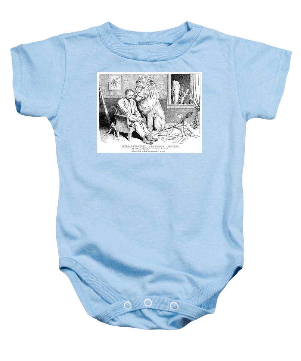 1910 Baby Onesie featuring the drawing 'Lionization - Speculation - Perturbation by J Campbell Cory
