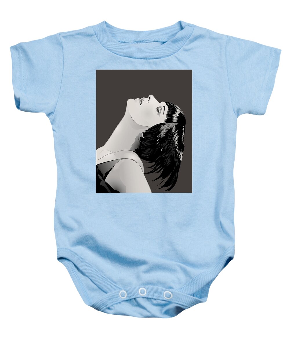 Louise Brooks Official Baby Onesie featuring the digital art Louise Brooks in Berlin - Mahogany Slate by Louise Brooks