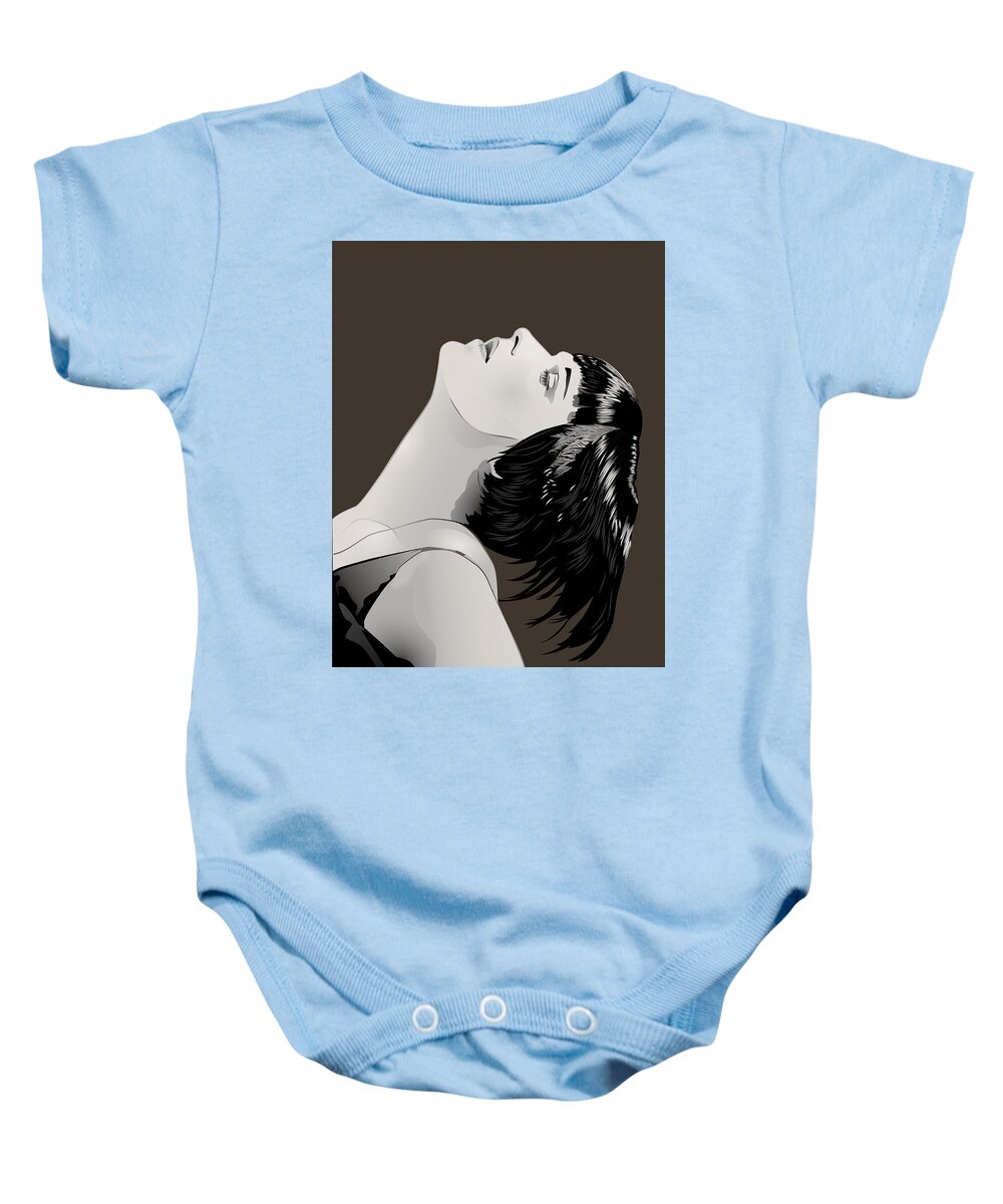 Louise Brooks Official Baby Onesie featuring the digital art Louise Brooks in Berlin - Umber Taupe by Louise Brooks