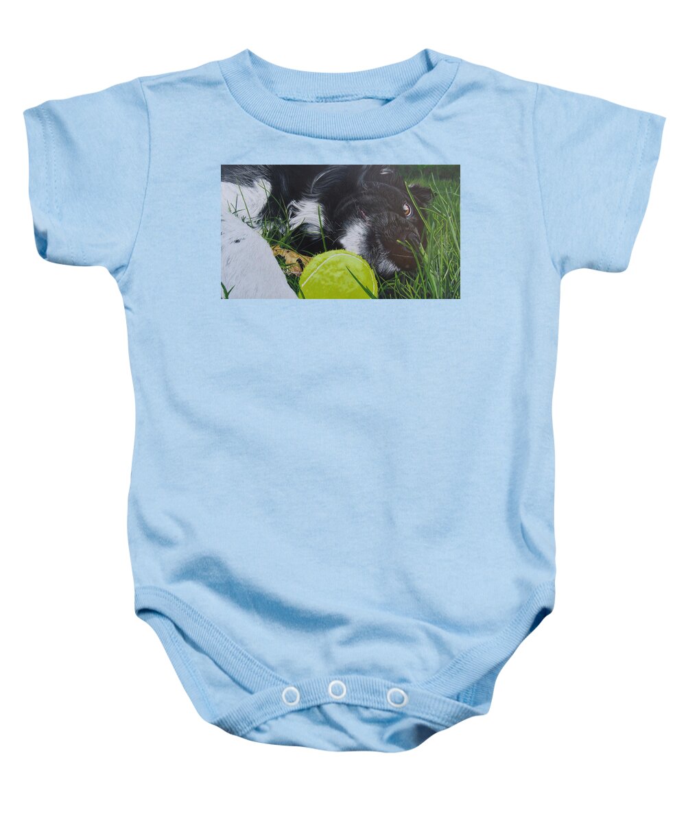 Dog Baby Onesie featuring the drawing Love for the Game by Kelly Speros