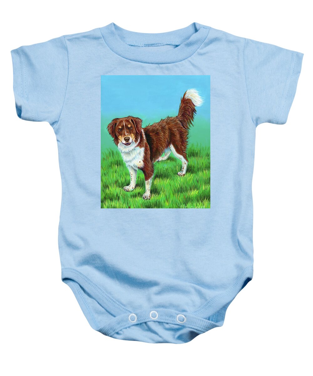Dog Baby Onesie featuring the painting Luke by Rebecca Wang