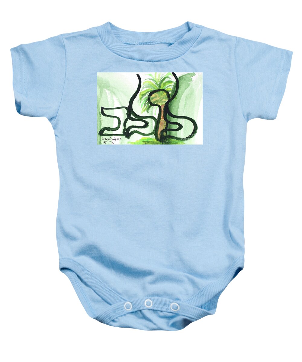 Lulav Sukkot Twig Baby Onesie featuring the painting LULAV suk3 by Hebrewletters SL