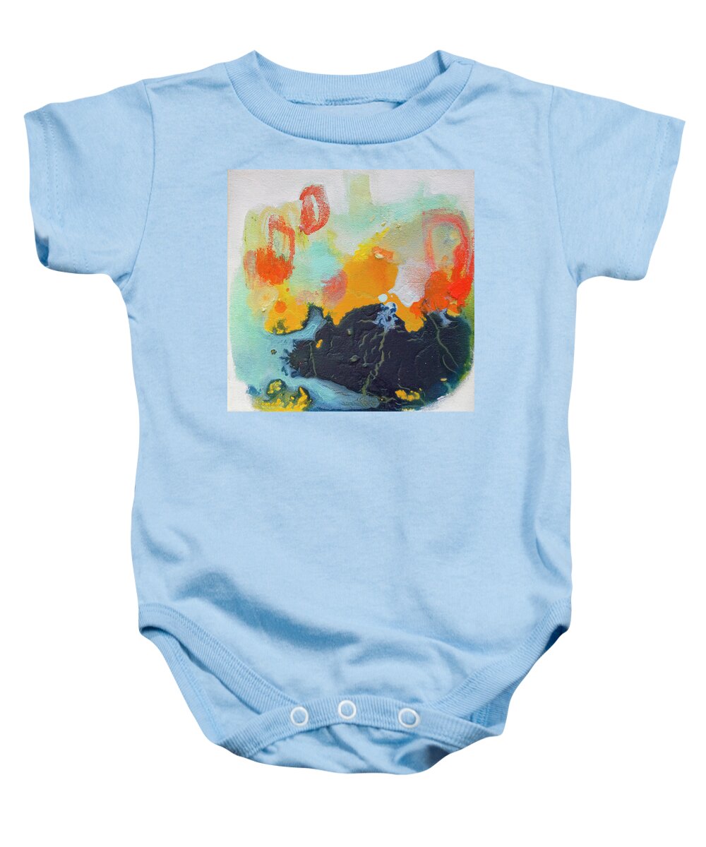 Abstract Baby Onesie featuring the painting Mini 03 by Claire Desjardins