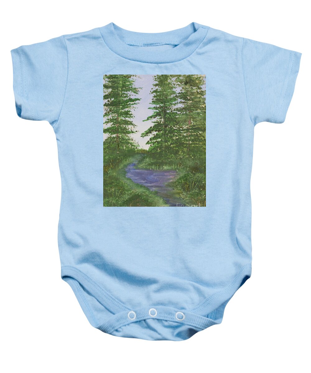 Mountain Brook By Norma Appleton Baby Onesie featuring the painting Mountain Brook by Norma Appleton