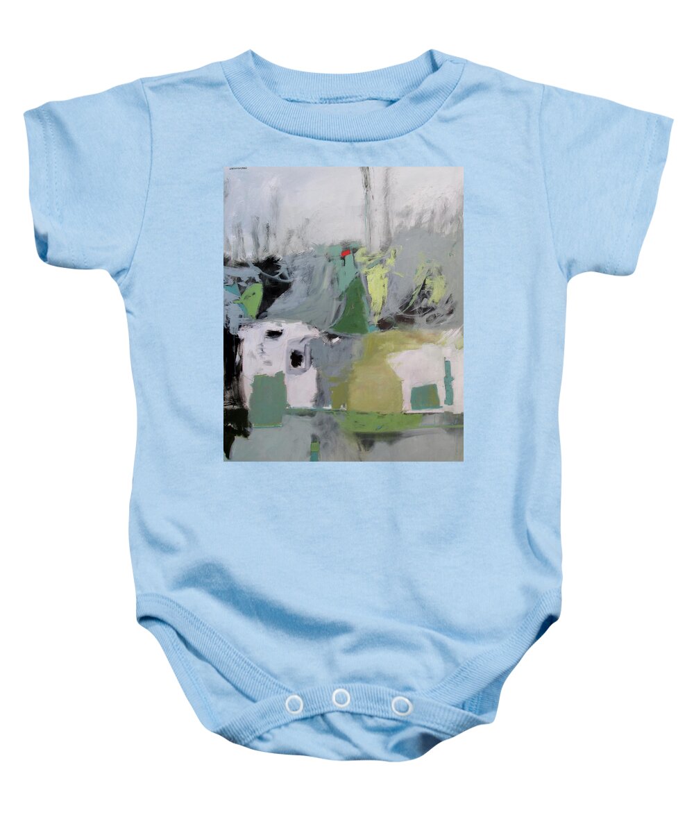 Mountain Town Baby Onesie featuring the painting Mountain Town by Chris Gholson