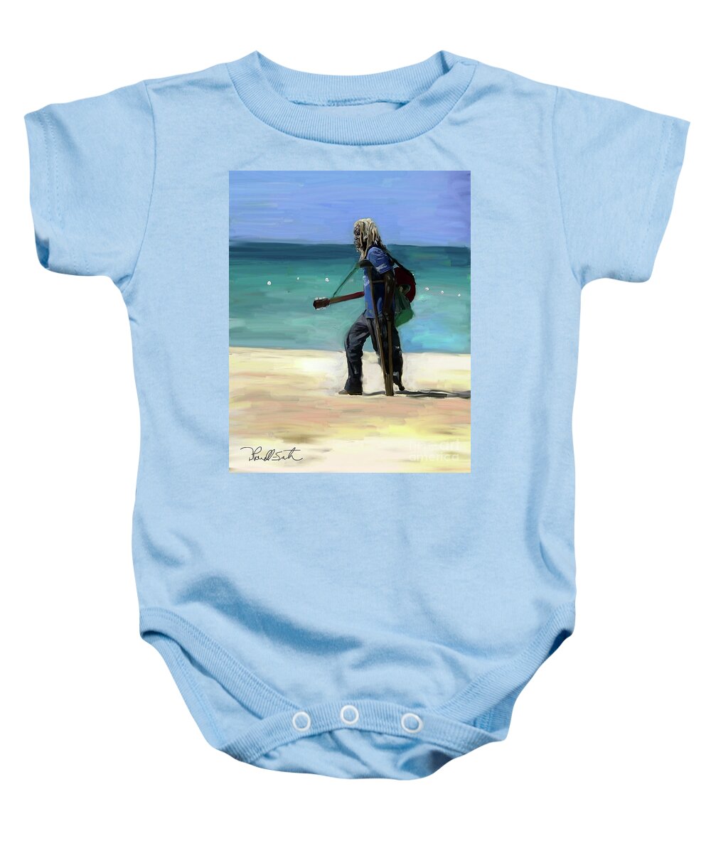Beach Baby Onesie featuring the digital art Music Man by D Powell-Smith