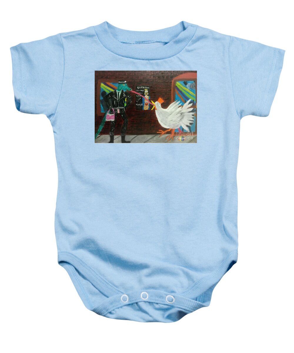Kiss Baby Onesie featuring the painting My first gay kiss. by David Westwood
