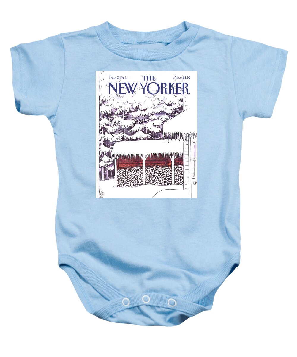 Weather Baby Onesie featuring the painting New Yorker February 7, 1983 by Arthur Getz