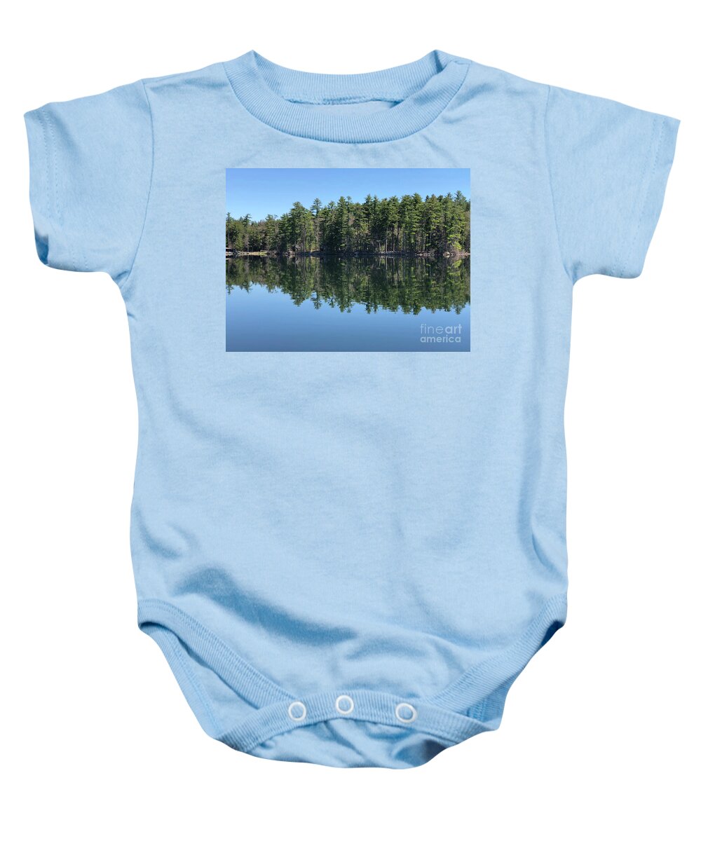 Newfound Lake Baby Onesie featuring the photograph Newfound Reflections by Xine Segalas