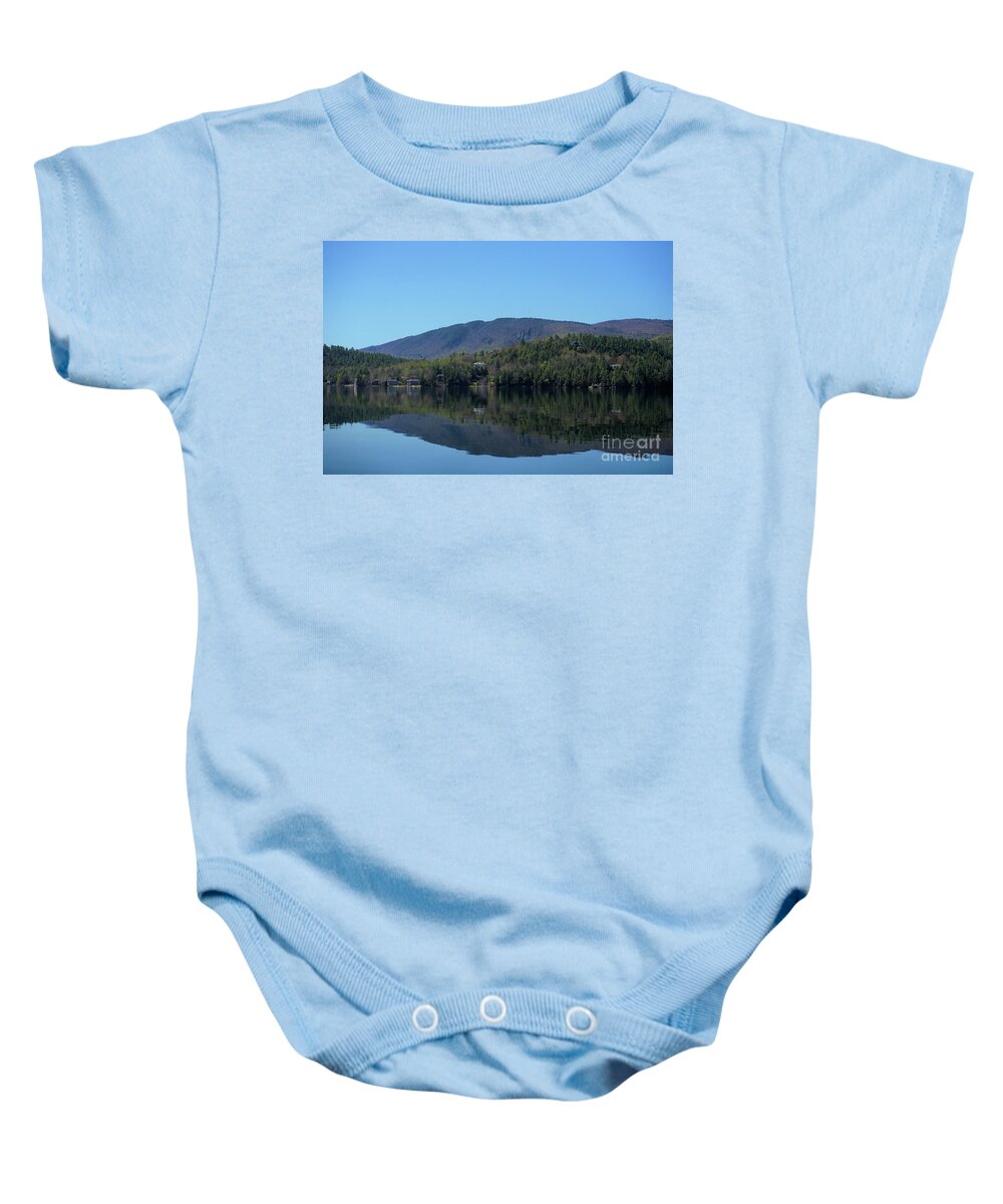 Newfound Lake Baby Onesie featuring the photograph Newfound Reflections of Hebron by Xine Segalas