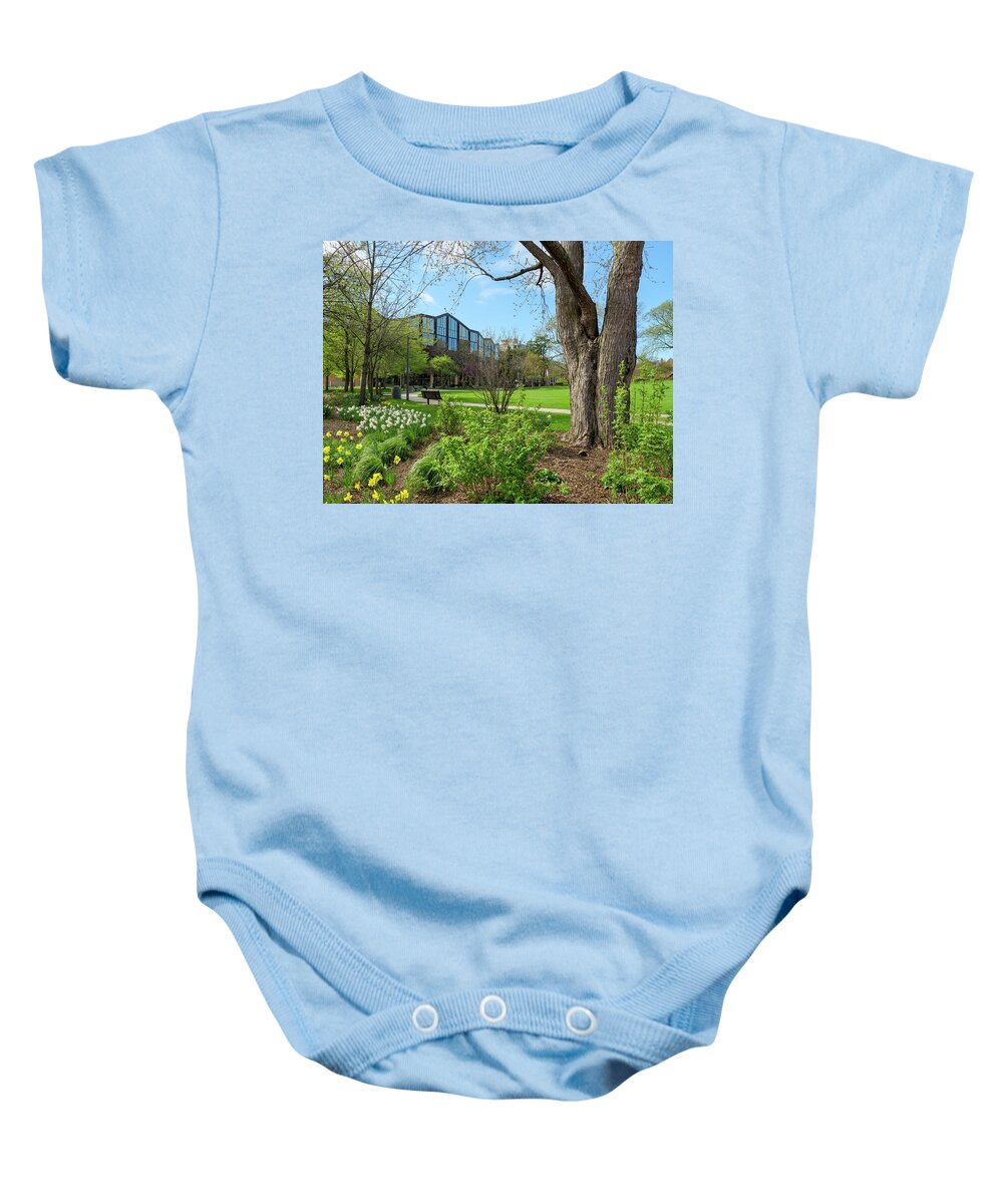 Chicagoland Baby Onesie featuring the photograph Oak Park Library and Scoville Park 1 by Todd Bannor