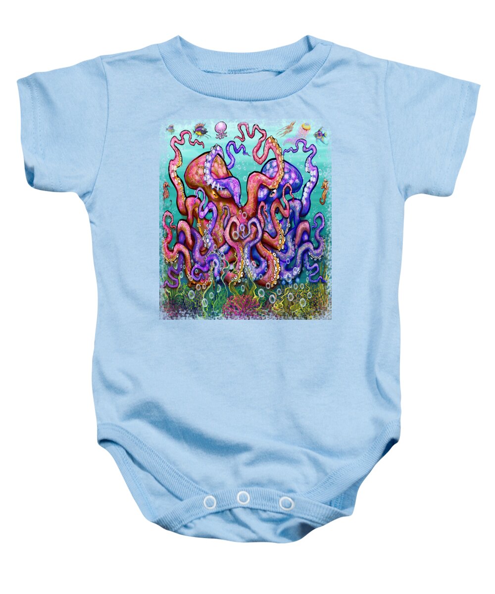 Octopus Baby Onesie featuring the digital art Octopi by Kevin Middleton