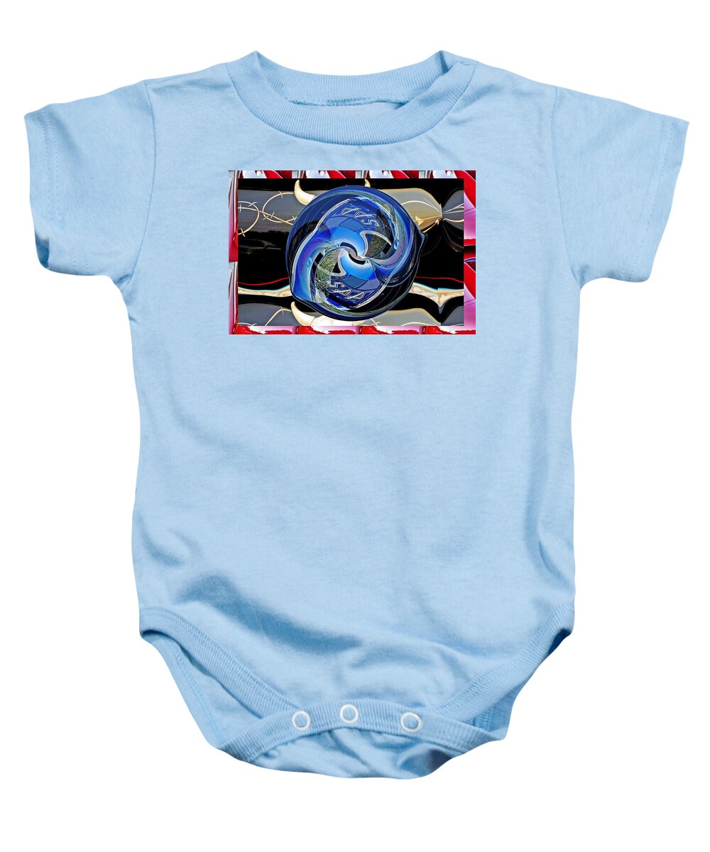 Car Baby Onesie featuring the digital art Old car 442 cylinder and little planet as art by Karl Rose