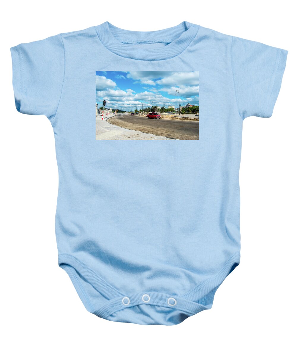 Cuba Baby Onesie featuring the photograph On the Malecon's Road. Havana. Cuba. by Lie Yim
