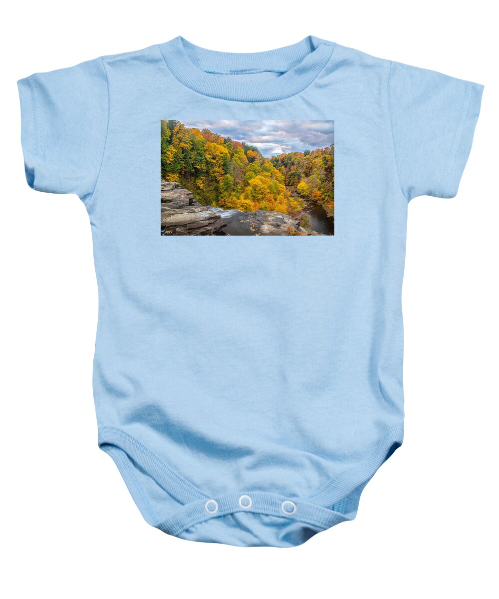Salmon River Falls Baby Onesie featuring the photograph On Top of the World by Rod Best