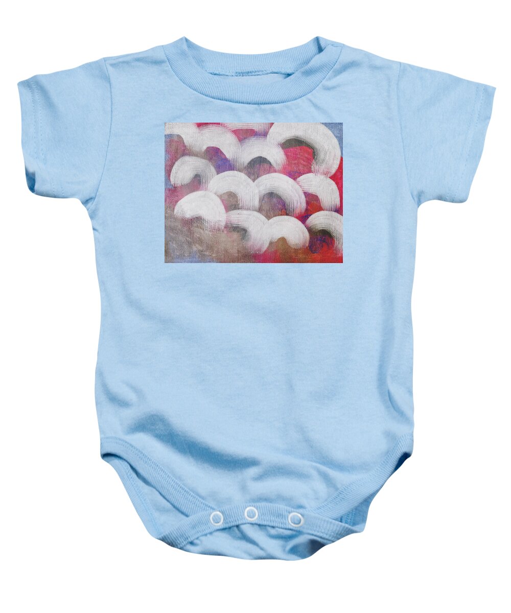 Abstract Baby Onesie featuring the painting Over and Over Painterly semi-circles and pastels by Itsonlythemoon