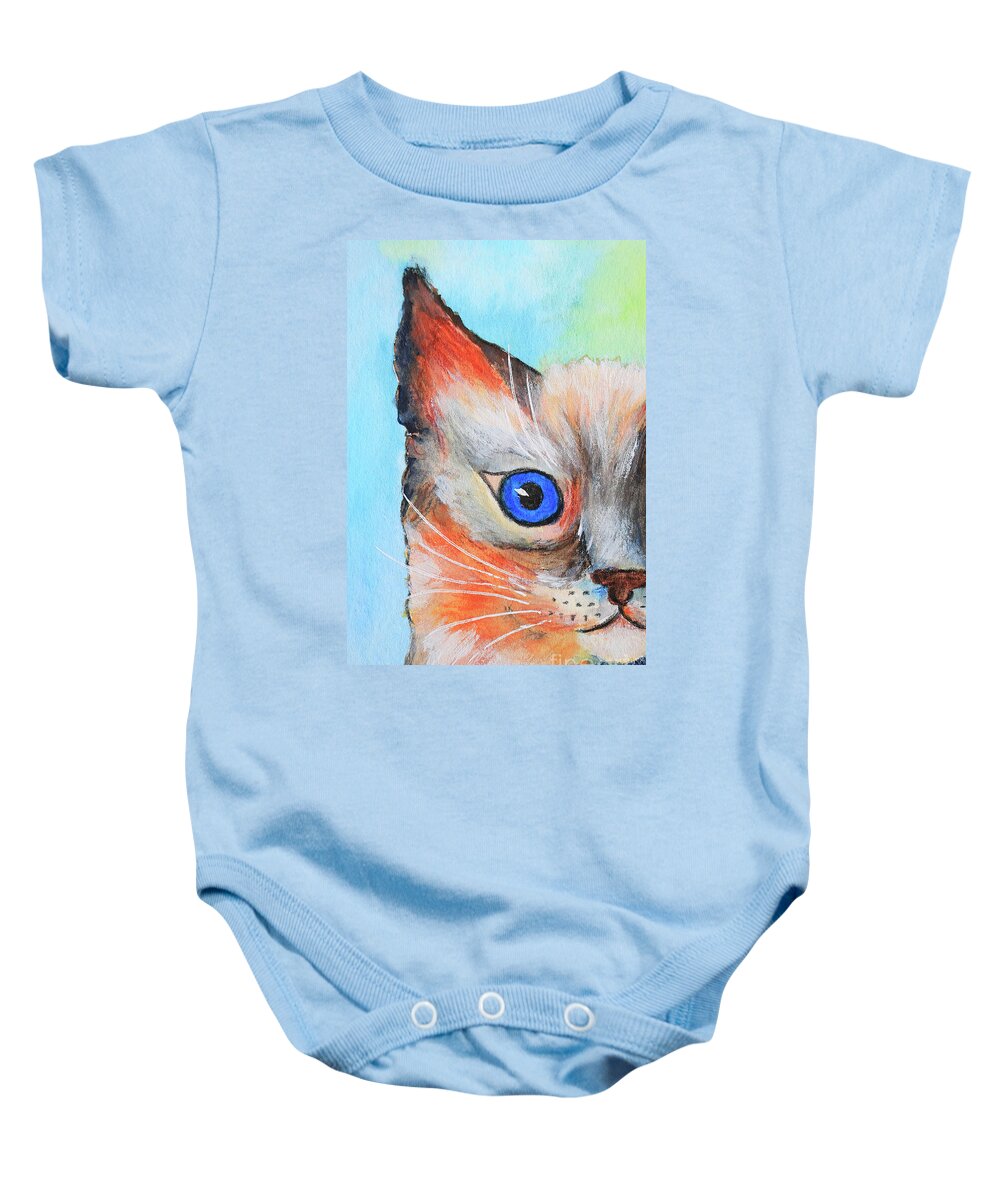 Painting Baby Onesie featuring the painting Part of a Cat by Jutta Maria Pusl