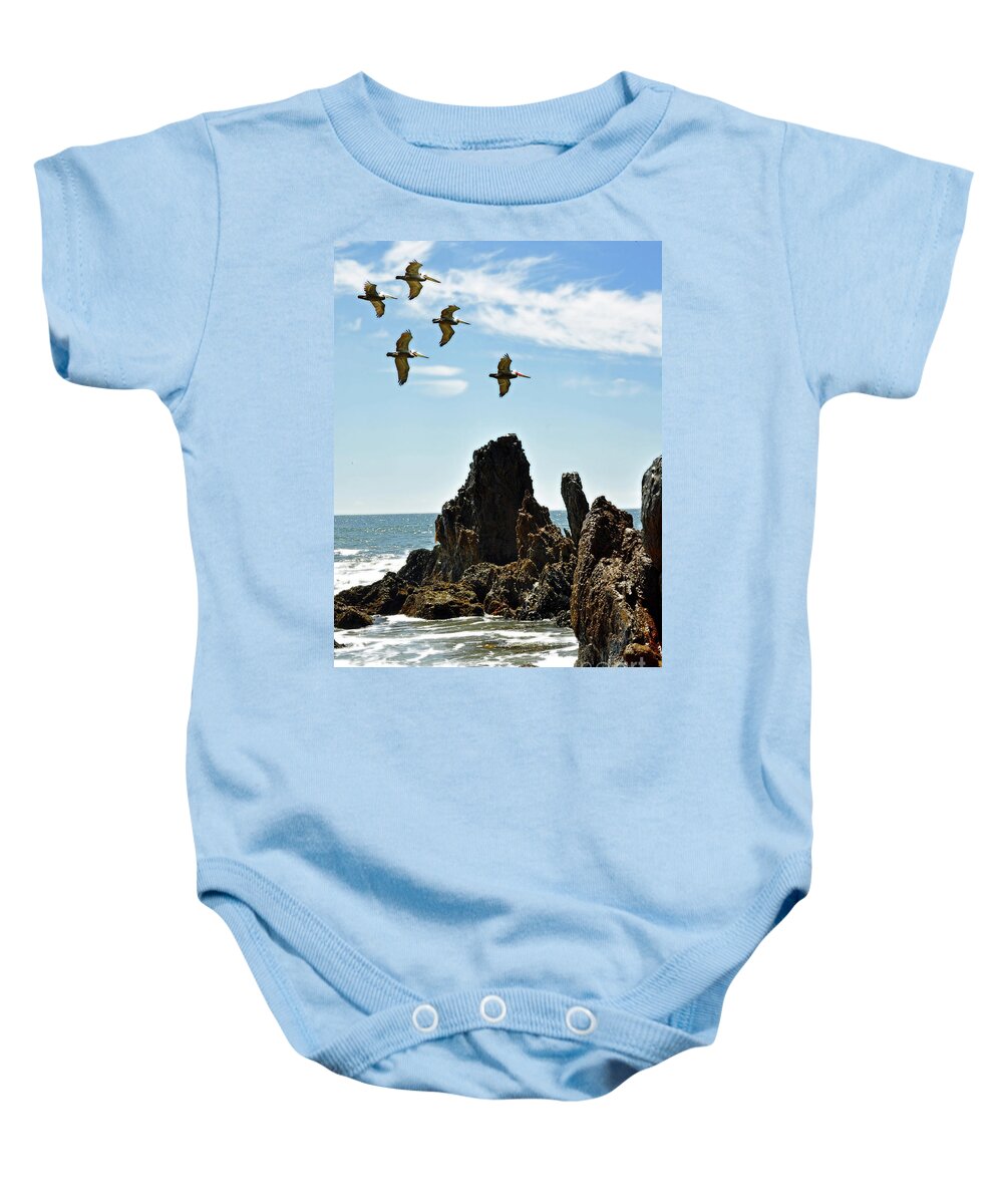 Pelican Baby Onesie featuring the photograph Pelican Inspiration by Gwyn Newcombe