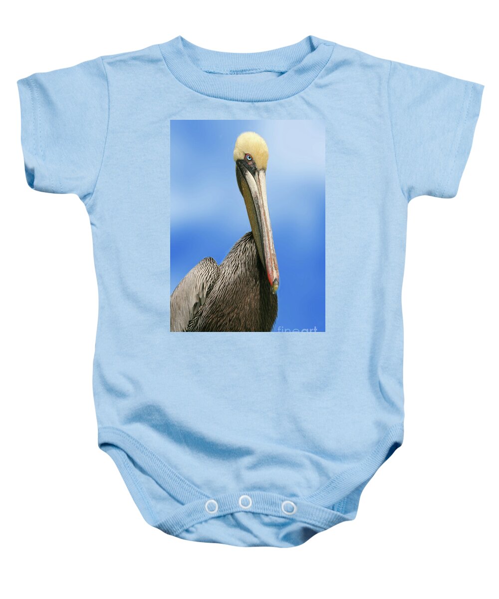 Nature Baby Onesie featuring the photograph Pelican Portrait by Mariarosa Rockefeller