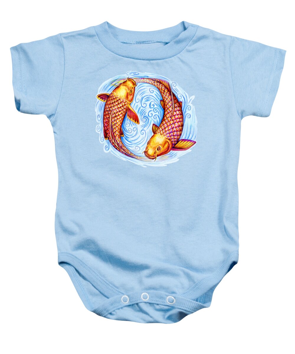 Pisces Baby Onesie featuring the drawing Pisces by Rebecca Wang