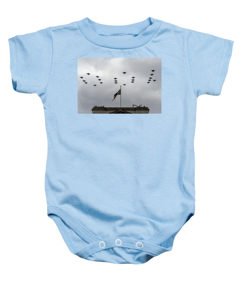 Raf Baby Onesie featuring the photograph RAF 100 fly pass by Andrew Lalchan
