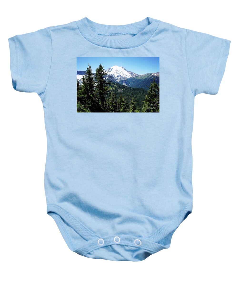 Landscape Baby Onesie featuring the photograph Rainier view by Sylvia Cook