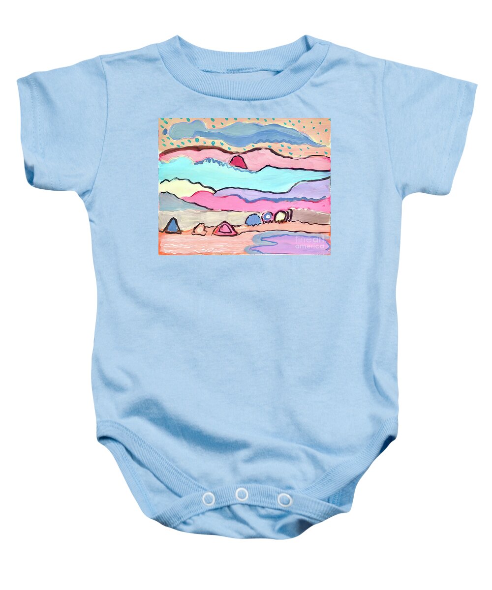 Abstract Landscape Baby Onesie featuring the painting Rainy Day by Patsy Walton