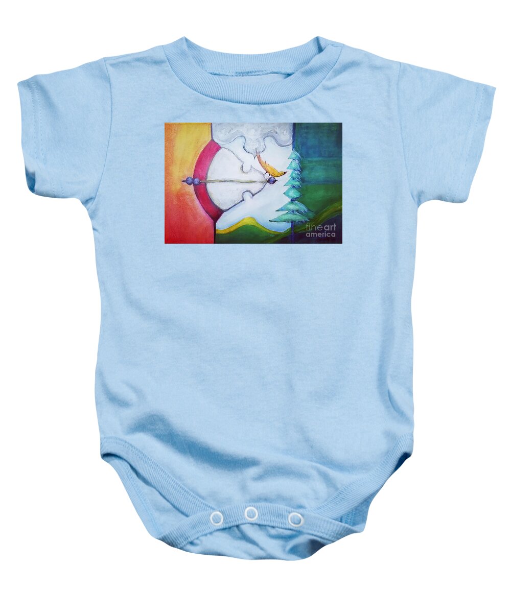 Bird Baby Onesie featuring the painting Recognition of Grace by Alexandra Vusir