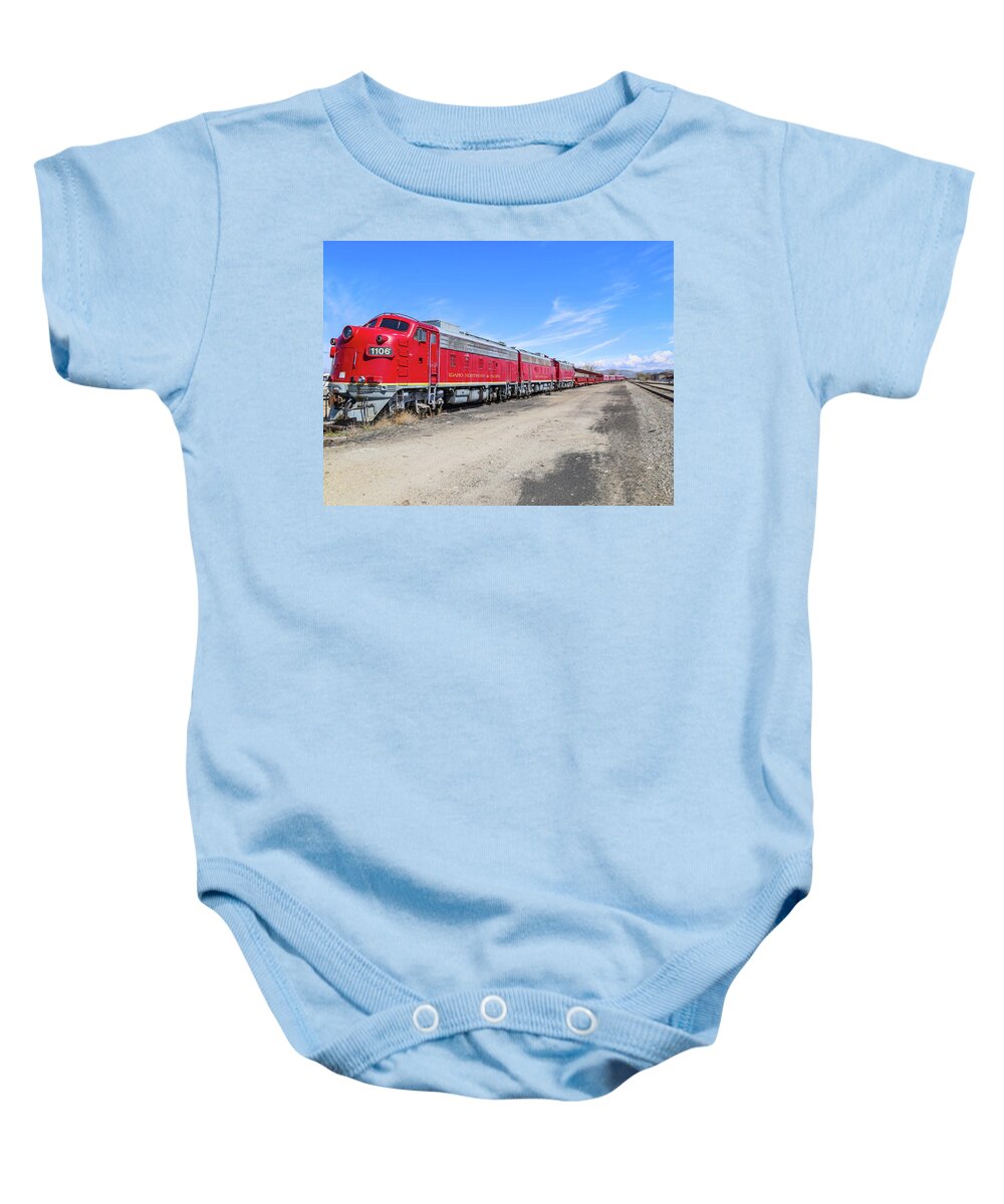 Train Baby Onesie featuring the photograph Red Train by Dart Humeston