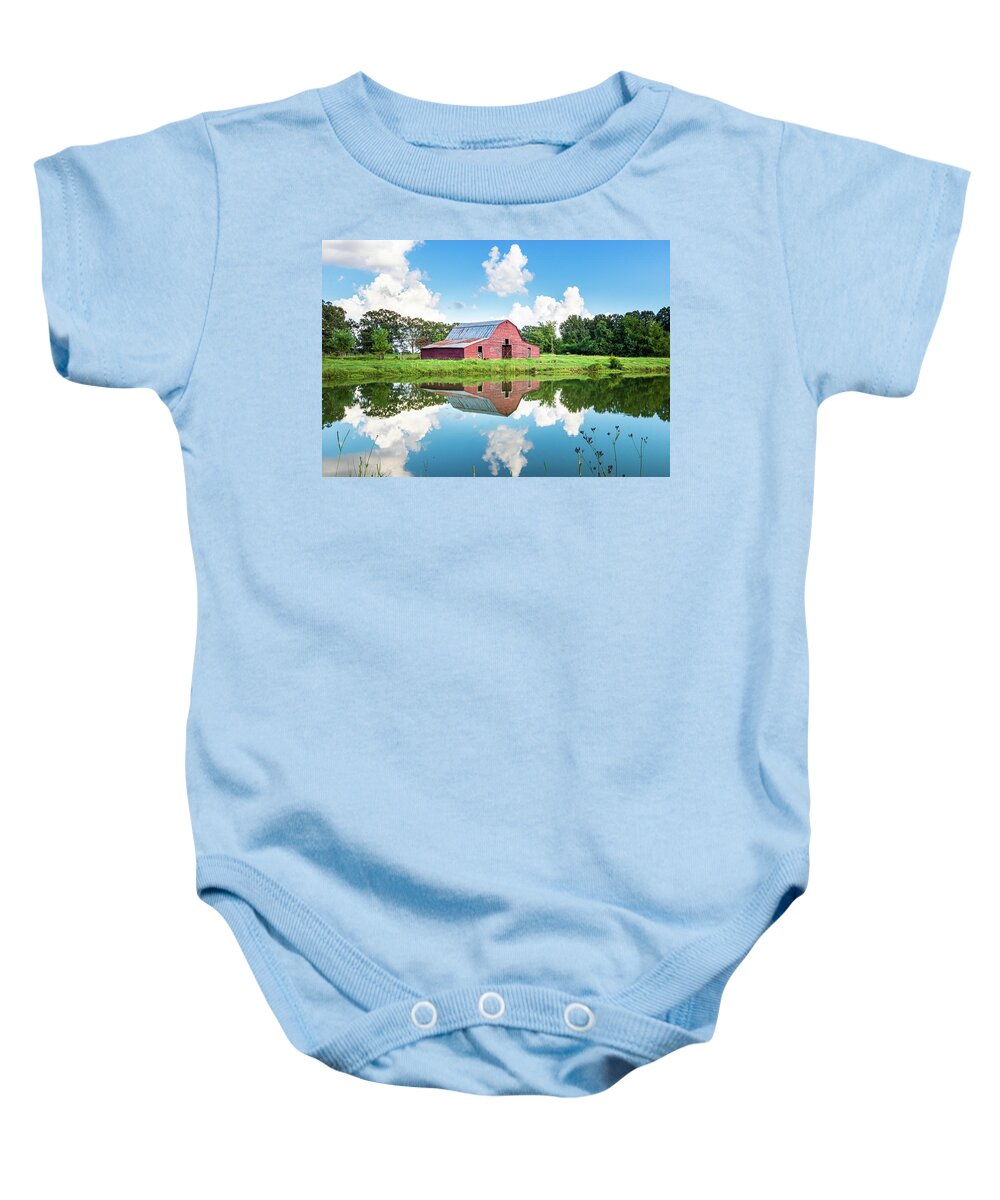 Red Barn Baby Onesie featuring the photograph Reflection by Jordan Hill