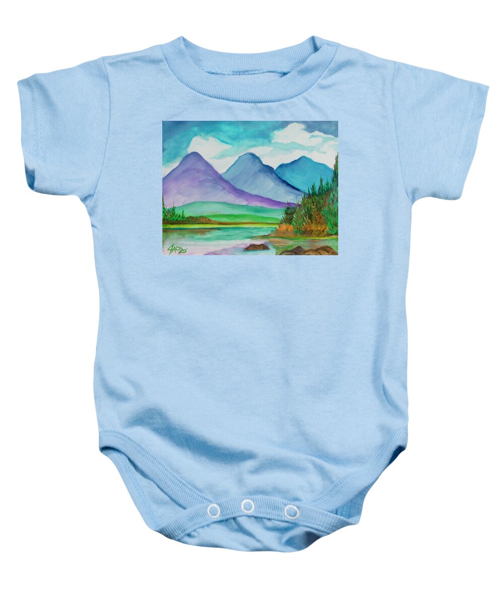 Art Baby Onesie featuring the painting Reflection by The GYPSY