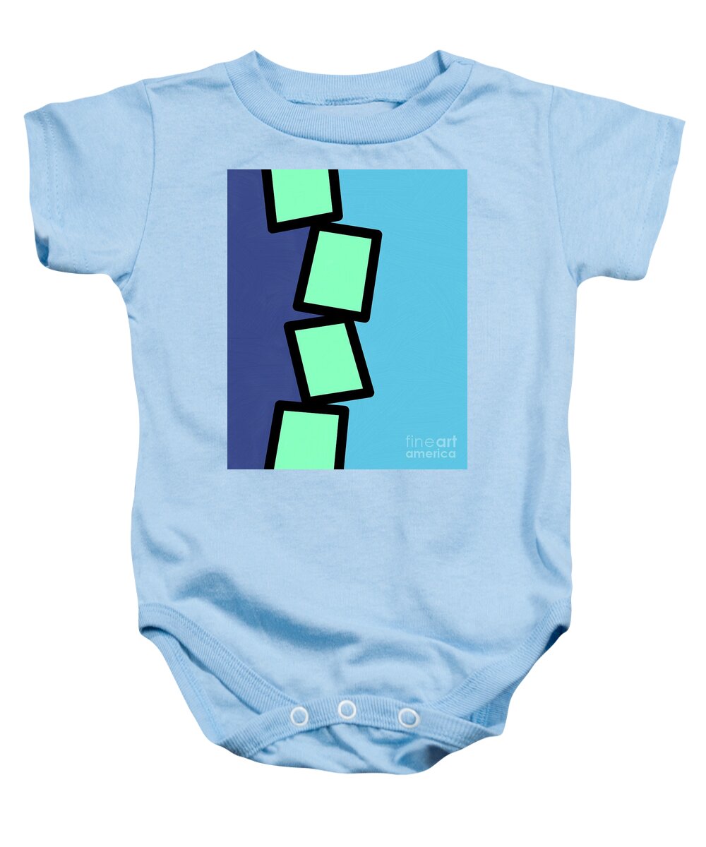 Retro Baby Onesie featuring the mixed media Retro Mint Green Rectangles 2 by Donna Mibus