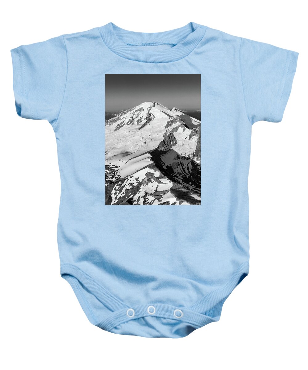 Mount Baker Baby Onesie featuring the photograph Ridge to Summit Black and White by Michael Rauwolf