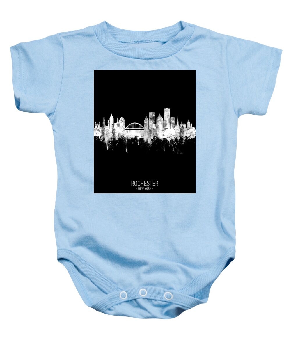 Rochester Baby Onesie featuring the digital art Rochester New York Skyline #69 by Michael Tompsett