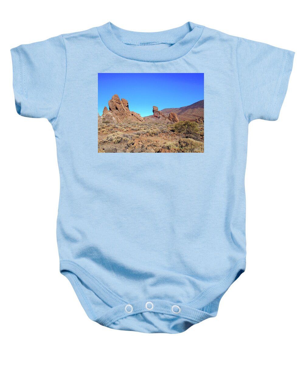 Rock Baby Onesie featuring the photograph Rocks And Mountain - Tenerife by Philip Openshaw