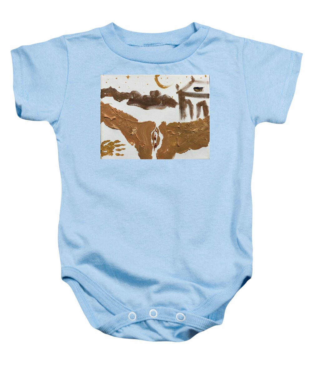 Tamar Baby Onesie featuring the painting Rooftop Fallout by Bethany Beeler