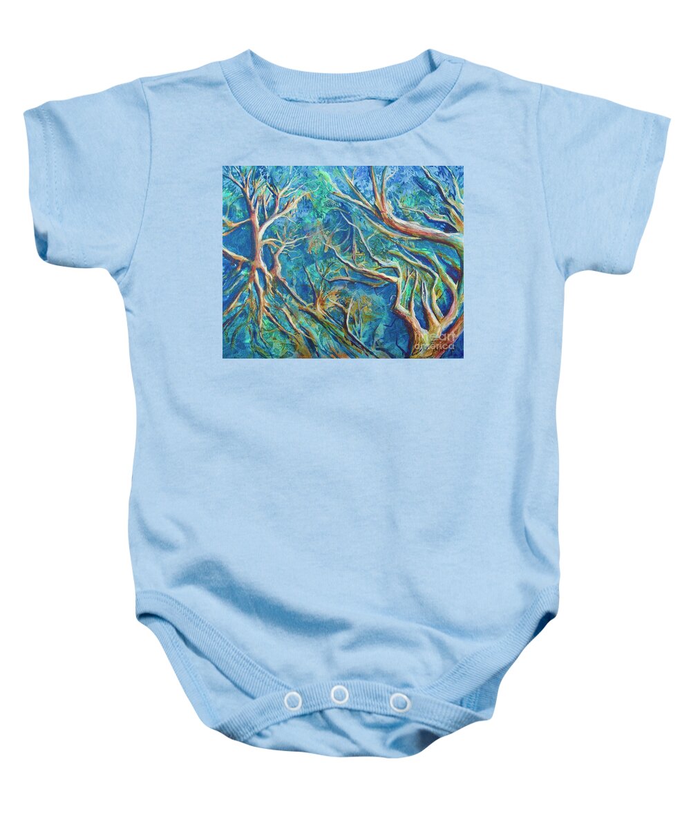 Abstract Baby Onesie featuring the painting Roots by AnnaJo Vahle