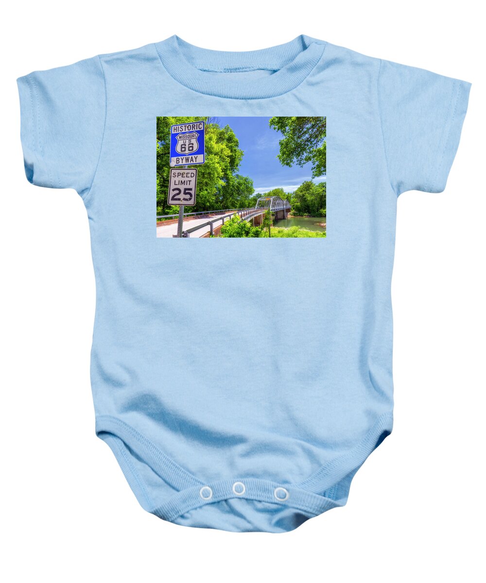 Devils Elbow Bridge Baby Onesie featuring the photograph Route 66 - Devils Elbow Bridge - Devils Elbow MO by Susan Rissi Tregoning
