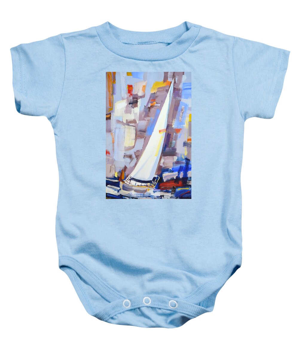 Sailboats Baby Onesie featuring the painting Sailboat 8. by Iryna Kastsova