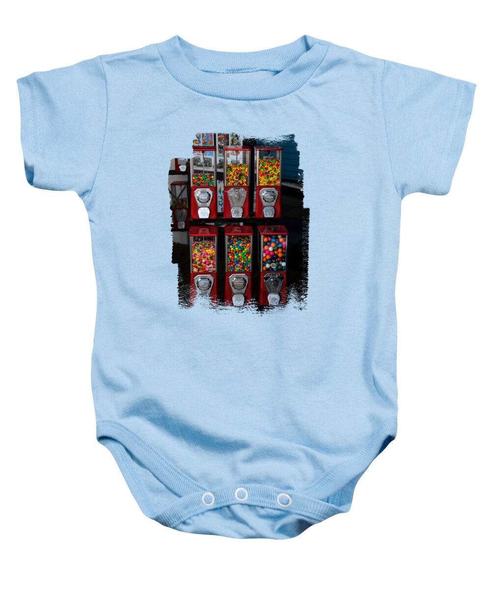 Candy Machines Baby Onesie featuring the photograph Santa Monica Candy Machines by Elisabeth Lucas