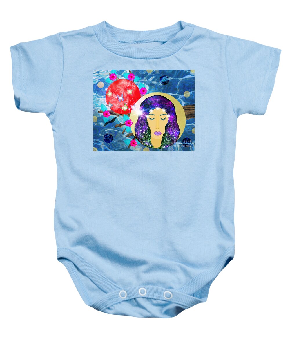 Positive Thoughts Baby Onesie featuring the digital art Sending Positive Thoughts by Diamante Lavendar