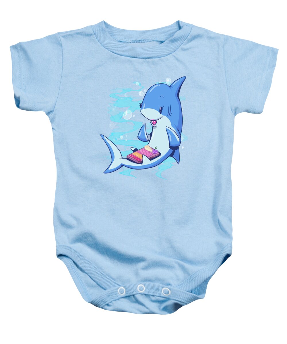 Shark Baby Onesie featuring the drawing Shark Coochie by Ludwig Van Bacon