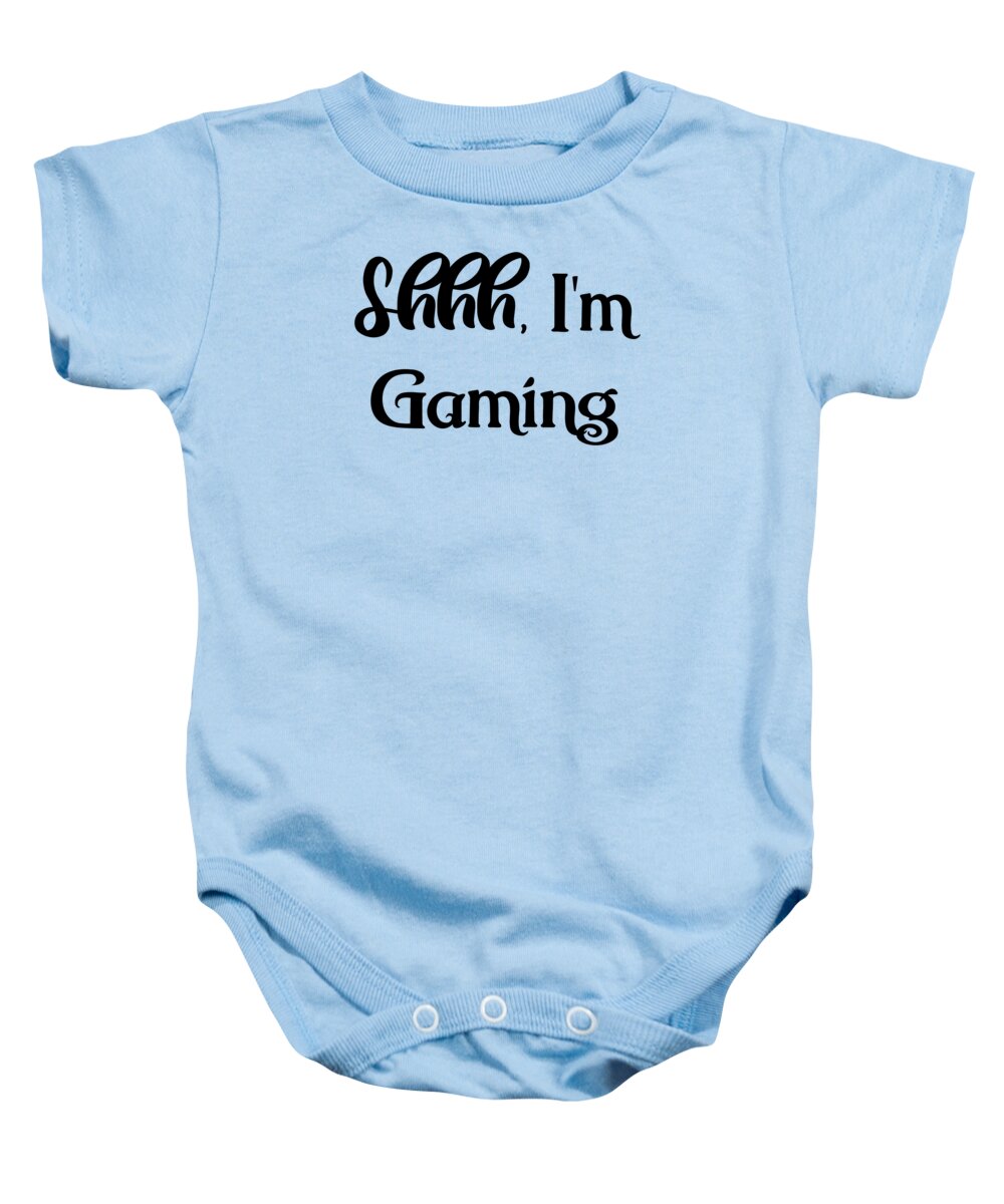 Shhh Baby Onesie featuring the digital art Shhh, I'm Gaming, Gamer Gifts, Gamer, Gaming, Video Games, by David Millenheft